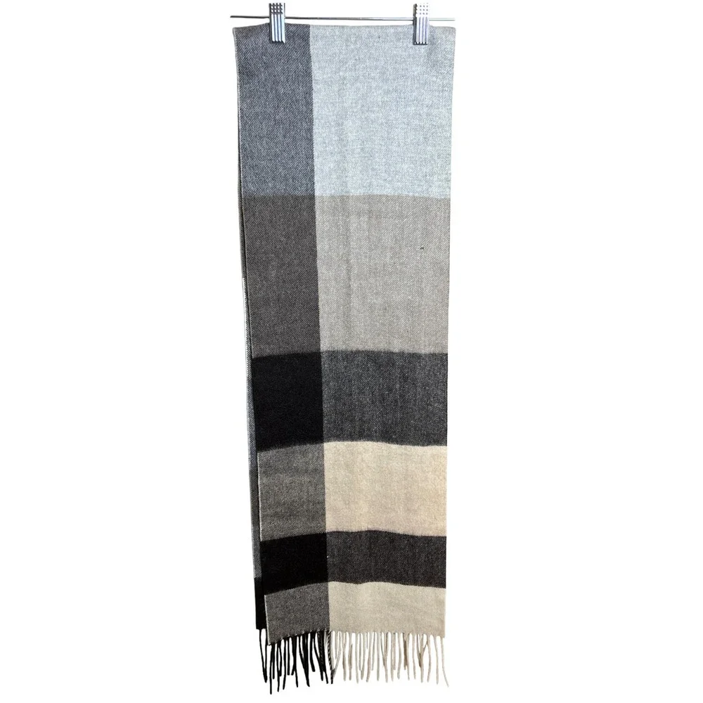 Old Money Classic Unisex Charter Club Cashmere Plaid Scarf Neutral Size OS